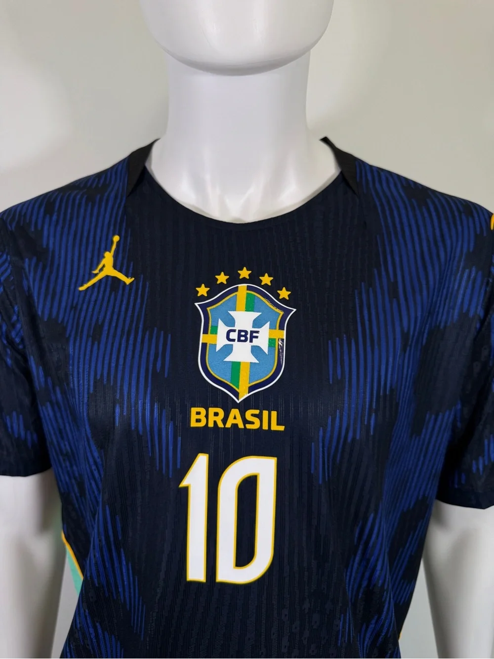 Jordan Brazil #10 Men's Football Jersey - Navy & Yellow
